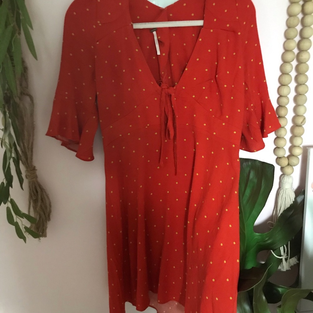 Free people orange tie front dress
